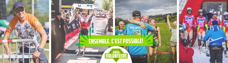 Bannière publicitaire de Swiss Volunteers avec lien vers leur site web